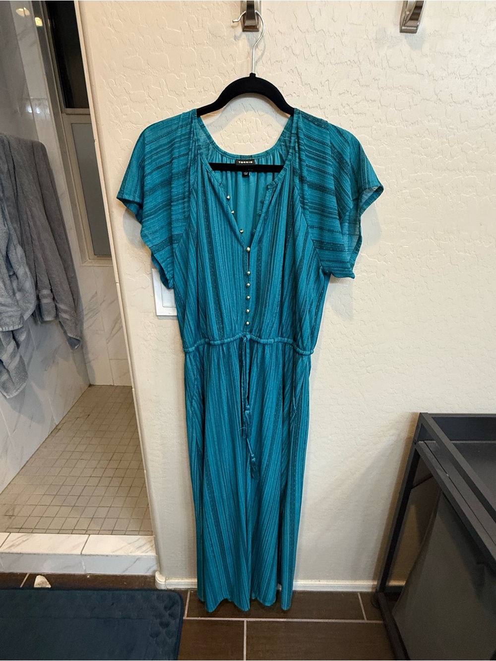 torrid Teal Striped Button-Front Maxi Dress